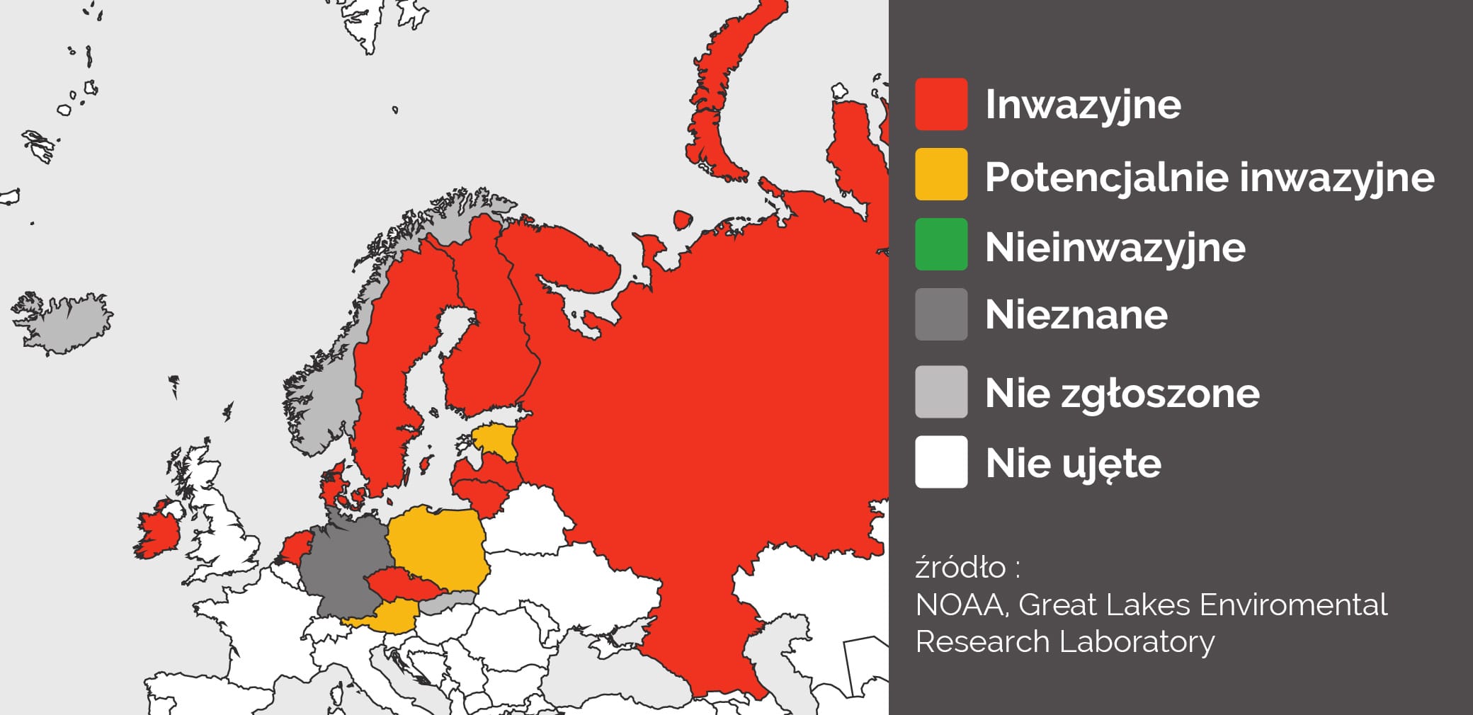 Małże Dreissena Polymorphia - występowanie